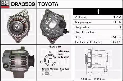 Remy DRA3509 - Ģenerators autospares.lv