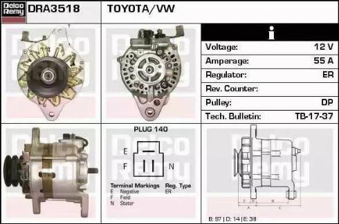 Remy DRA3518 - Генератор www.autospares.lv