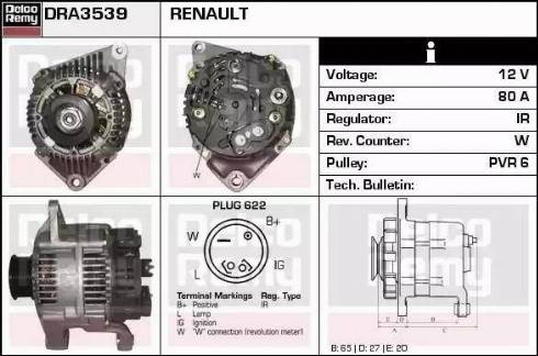 Remy DRA3539 - Генератор www.autospares.lv