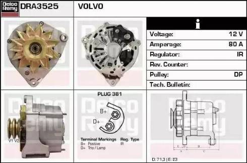 Remy DRA3525 - Генератор www.autospares.lv