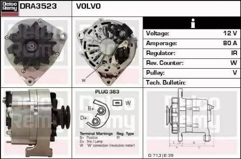 Remy DRA3523 - Генератор www.autospares.lv