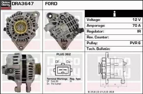 Remy DRA3647 - Alternator www.autospares.lv