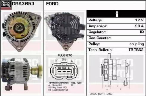 Remy DRA3653 - Alternator www.autospares.lv