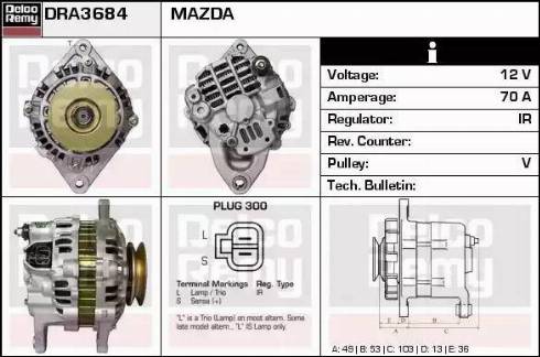 Remy DRA3684 - Генератор www.autospares.lv