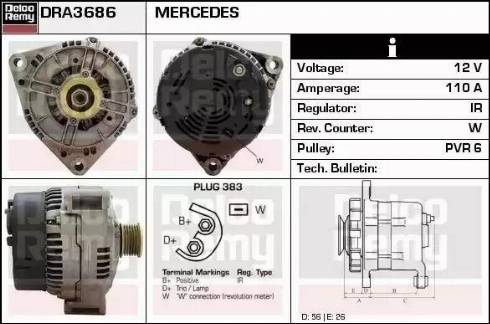 Remy DRA3686 - Генератор www.autospares.lv