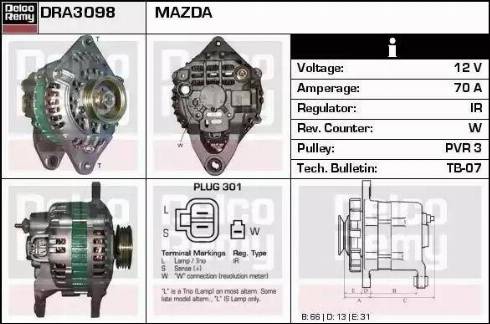 Remy DRA3098 - Генератор www.autospares.lv