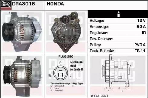 Remy DRA3018 - Генератор www.autospares.lv