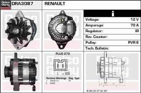 Remy DRA3087 - Генератор www.autospares.lv