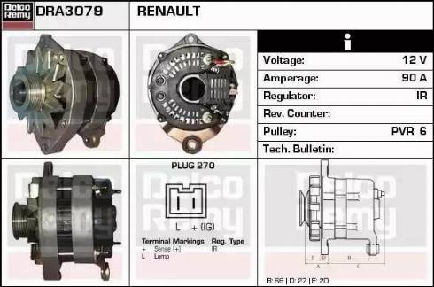 Remy DRA3079 - Генератор www.autospares.lv