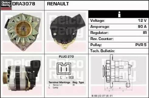 Remy DRA3078 - Генератор www.autospares.lv