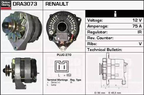 Remy DRA3073 - Генератор www.autospares.lv