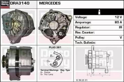 Remy DRA3140 - Генератор www.autospares.lv