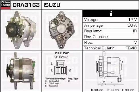 Remy DRA3163 - Генератор www.autospares.lv