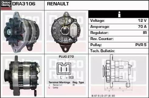 Remy DRA3106 - Генератор www.autospares.lv