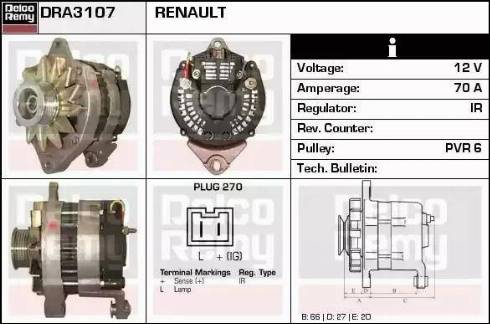 Remy DRA3107 - Ģenerators www.autospares.lv