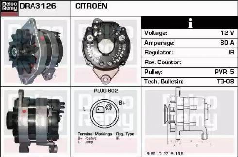 Remy DRA3126 - Генератор www.autospares.lv