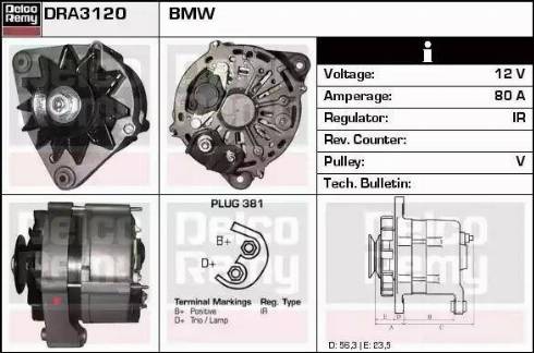 Remy DRA3120 - Генератор www.autospares.lv