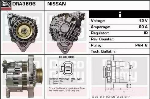 Remy DRA3896 - Генератор www.autospares.lv