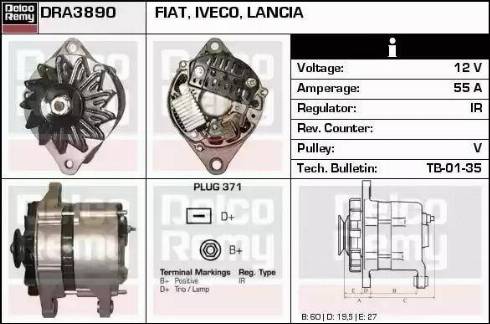 Remy DRA3890 - Генератор www.autospares.lv