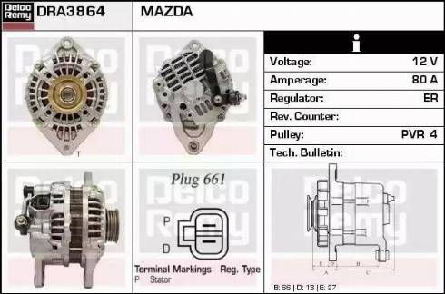 Remy DRA3864 - Генератор www.autospares.lv