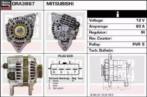 Remy DRA3867 - Генератор www.autospares.lv