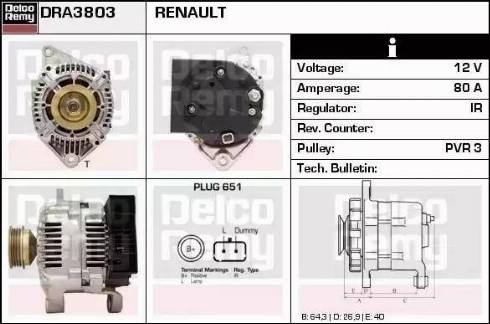 Remy DRA3803 - Генератор www.autospares.lv