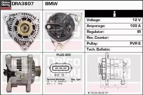 Remy DRA3807 - Генератор www.autospares.lv