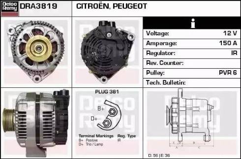 Remy DRA3819 - Генератор www.autospares.lv