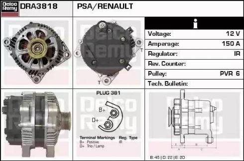 Remy DRA3818 - Генератор www.autospares.lv