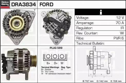 Remy DRA3834 - Генератор www.autospares.lv