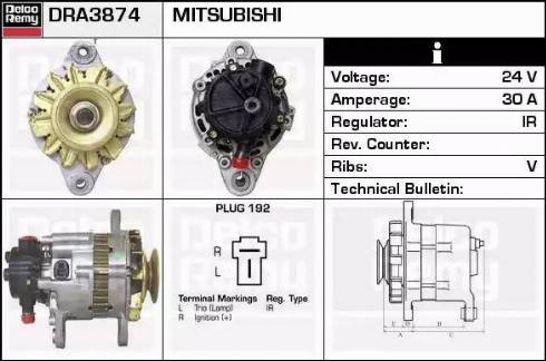 Remy DRA3874 - Генератор www.autospares.lv