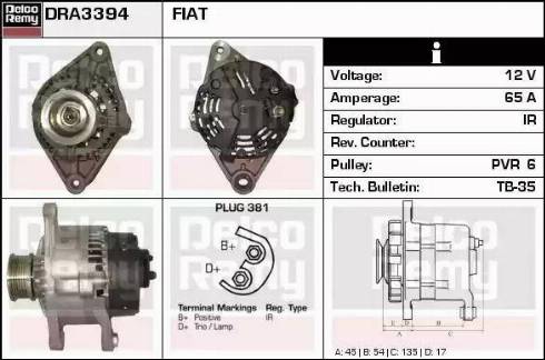 Remy DRA3394 - Генератор www.autospares.lv