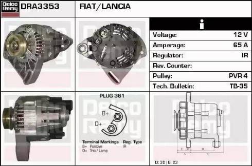 Remy DRA3353 - Генератор www.autospares.lv