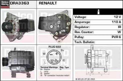 Remy DRA3363 - Генератор www.autospares.lv