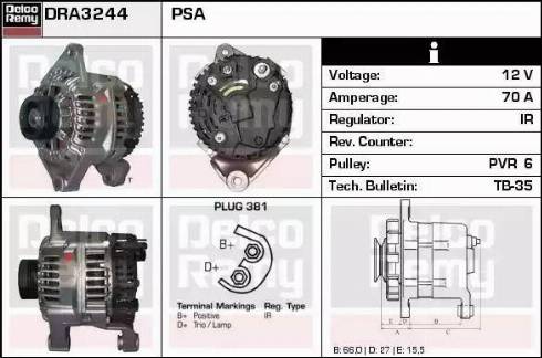 Remy DRA3244 - Генератор www.autospares.lv