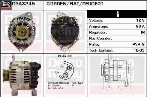 Remy DRA3245 - Генератор www.autospares.lv