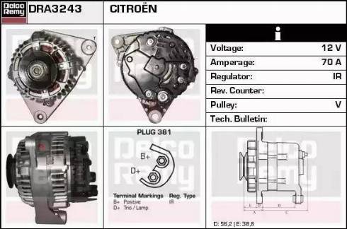 Remy DRA3243 - Генератор www.autospares.lv