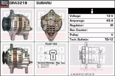 Remy DRA3218 - Генератор www.autospares.lv