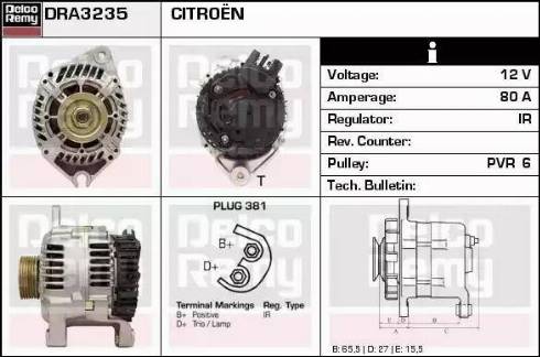 Remy DRA3235 - Генератор www.autospares.lv