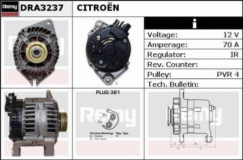 Remy DRA3237 - Генератор www.autospares.lv