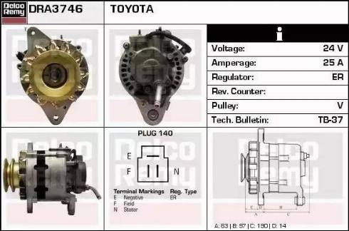 Remy DRA3746 - Генератор www.autospares.lv