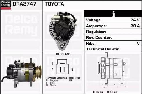 Remy DRA3747 - Генератор www.autospares.lv