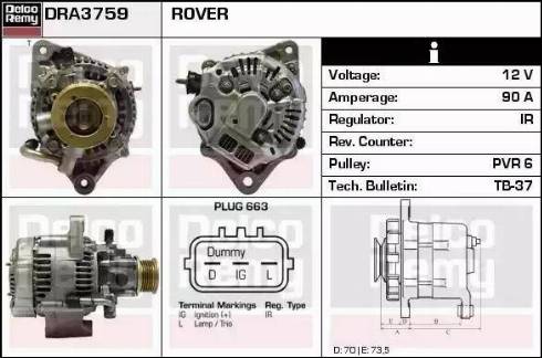 Remy DRA3759 - Ģenerators www.autospares.lv