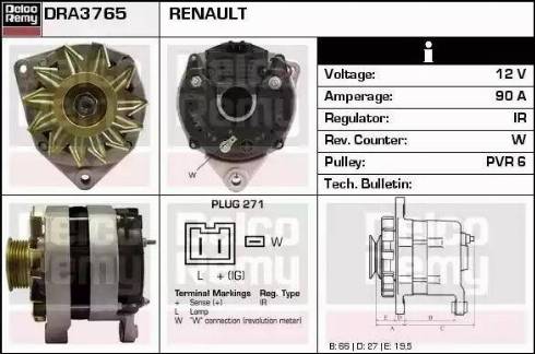 Remy DRA3765 - Генератор www.autospares.lv