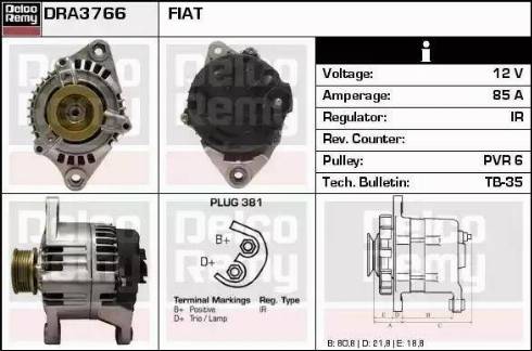 Remy DRA3766 - Генератор www.autospares.lv