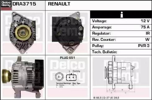 Remy DRA3715 - Генератор www.autospares.lv