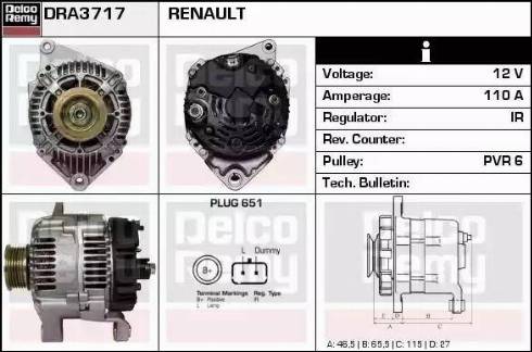 Remy DRA3717 - Генератор www.autospares.lv