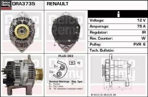 Remy DRA3735 - Генератор www.autospares.lv