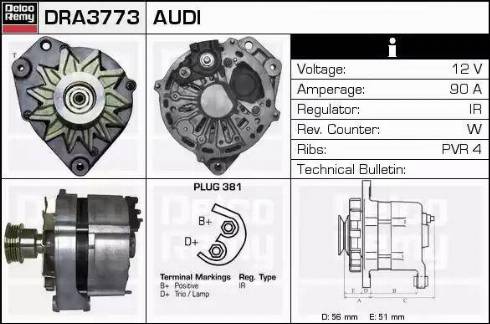 Remy DRA3773 - Генератор www.autospares.lv