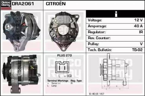 Remy DRA2061 - Генератор www.autospares.lv